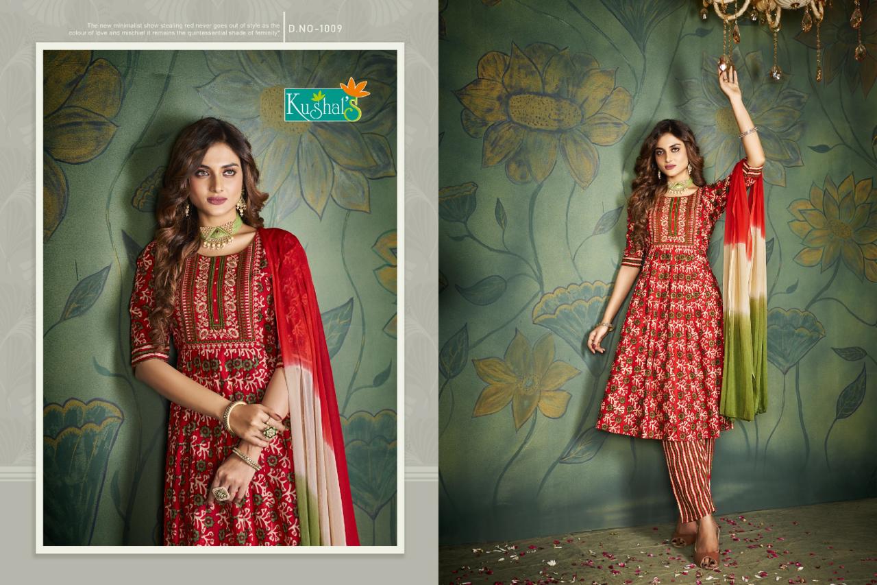 Kushals By Noor Rayon Printed Kurti With Bottom Dupatta Catalog